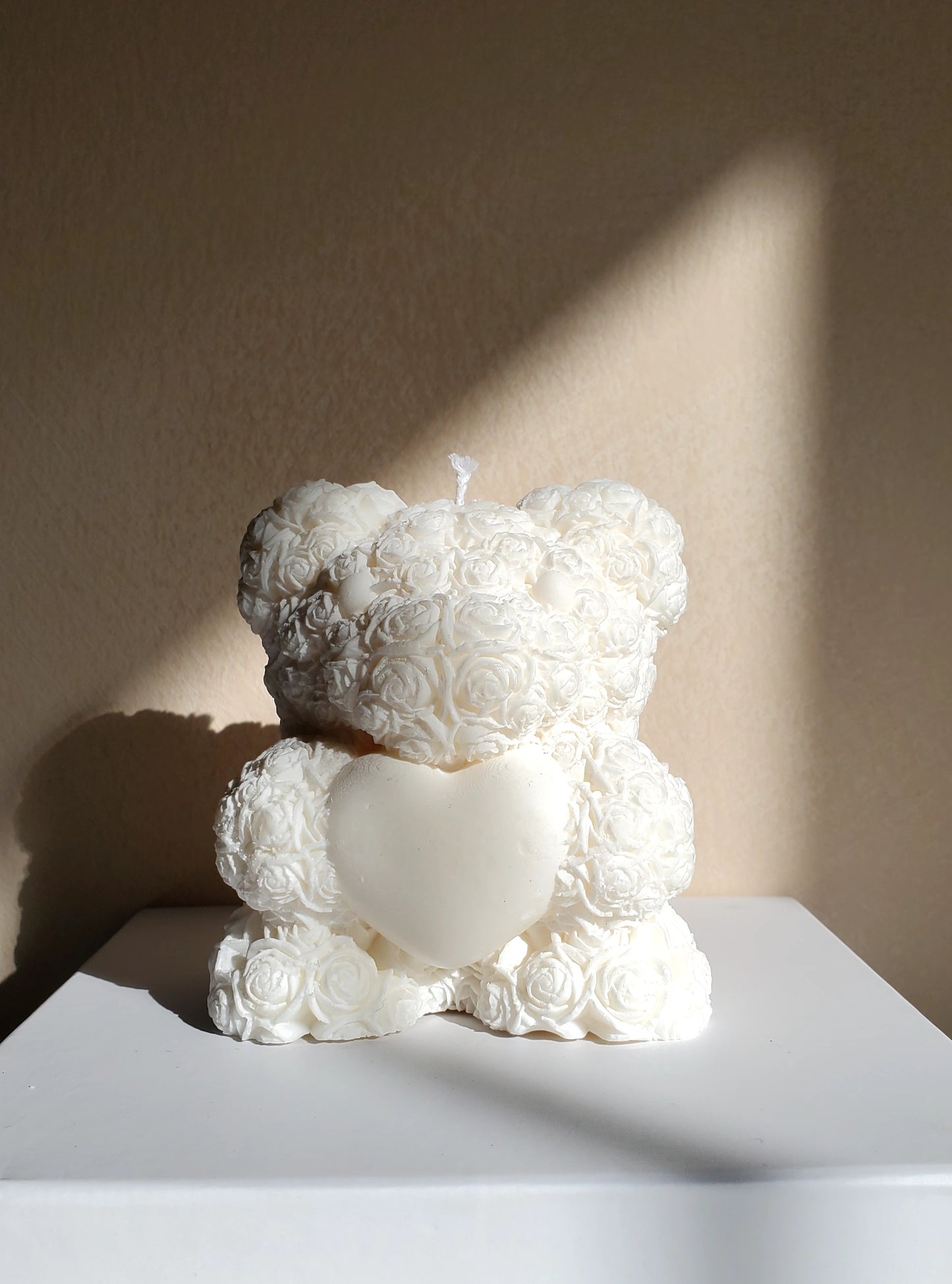 Teddy bear heart candle